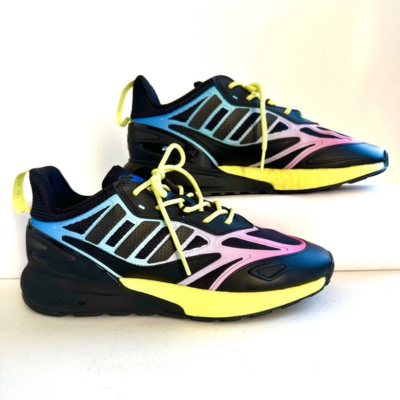 ADIDAS ZX 2K BOOST 2.0 BLACK MULTI GRADIENT SNEAKERS RUNNING ATHLETIC SHOE Sz9 - Picture 3 of 14